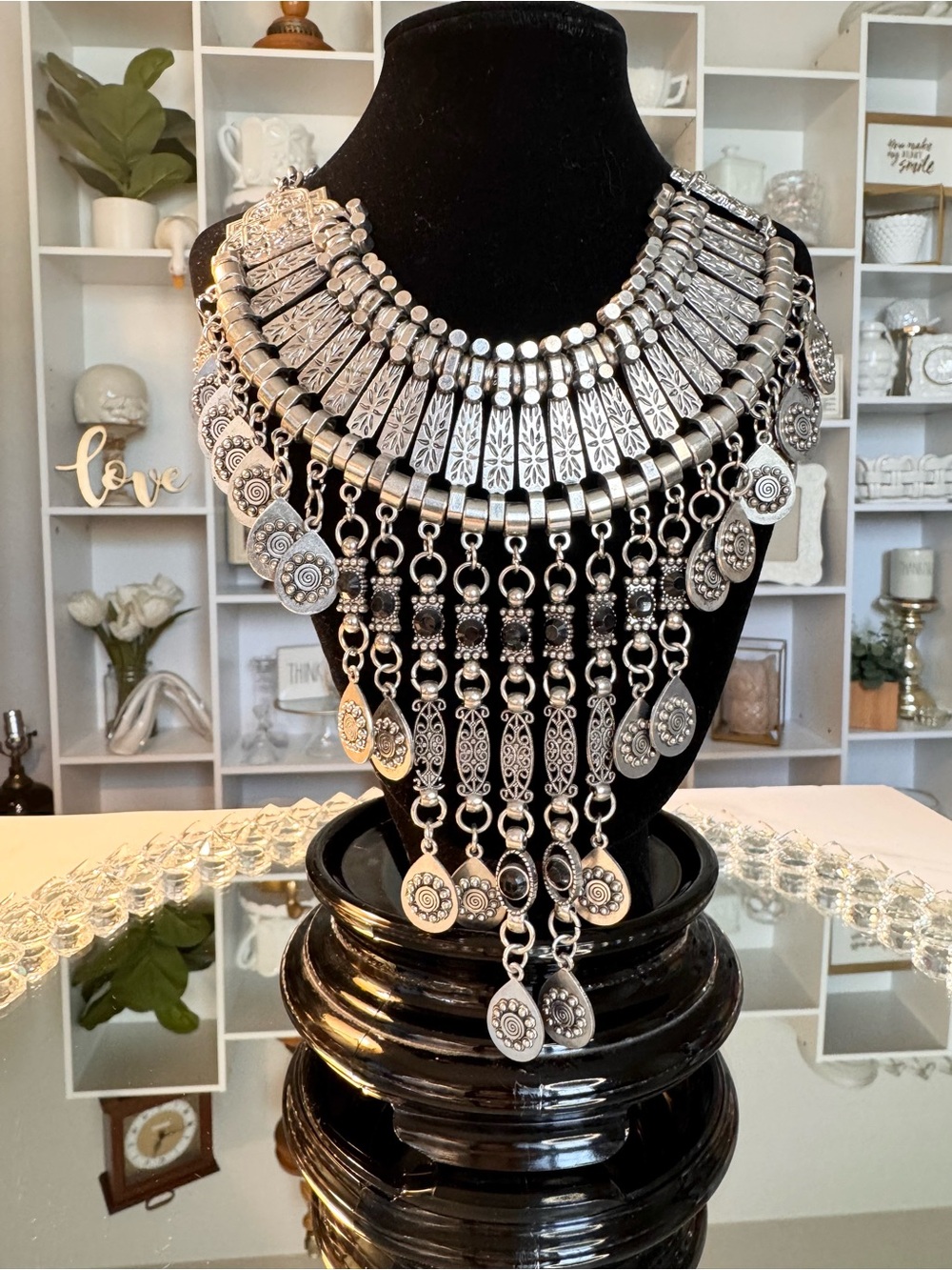 Bohemian Silver-Tone Layered Fringe Necklace